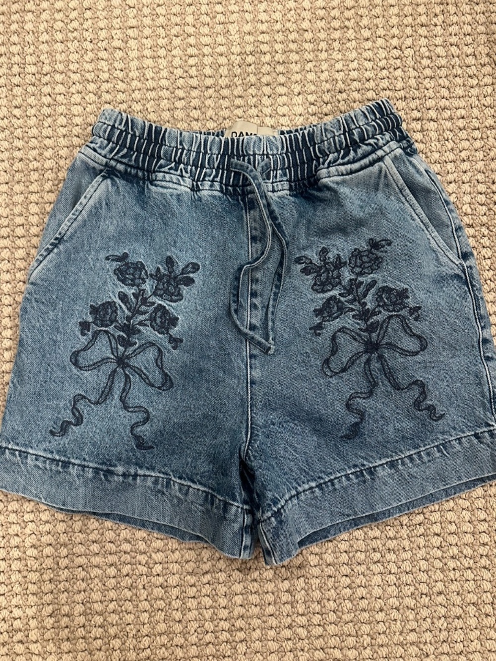 Damson Madder Denim Shorts with Bow